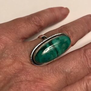 Malachite Stamped 925 Sterling Silver Ring